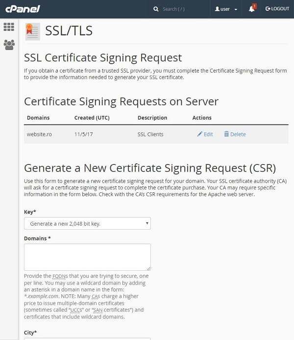 cerere generare certificat ssl